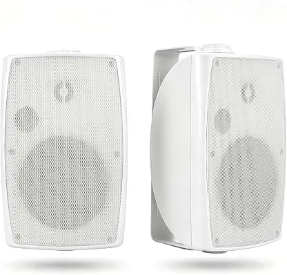 STUDIOFINIX 4 Inch IPX55 Commercial Outdoor Speakers with 70V/100V & 4 Ohm Dual Mode Waterproof Wall Speakers 200W Max with 5W/10W/20W Tap,for Indoor Outdoor Restaurant Patio Office Cafe (Pair, White) STUDIOFINIX 4 Inch IPX55 Commercial Outdoor Speaker…