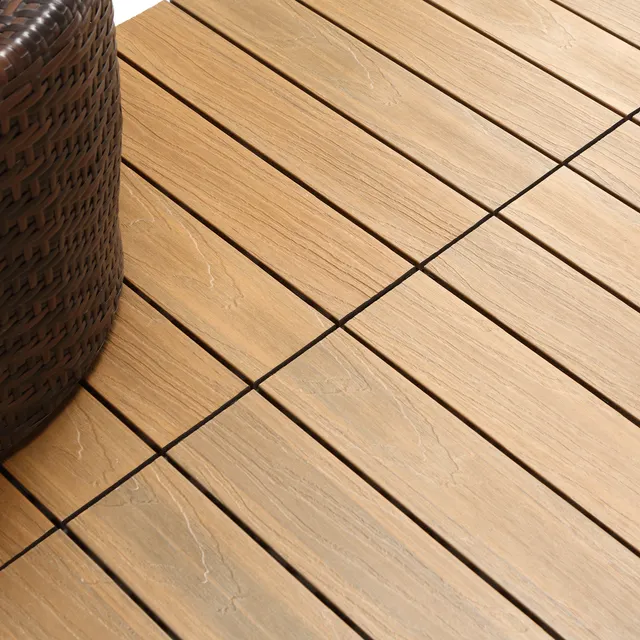 Piastrella a incastro da esterno in composito di legno e plastica (wpc) effetto legno teak L 50 x L 50 cm x Sp. 25 mm, 4 pezzi SERAVA