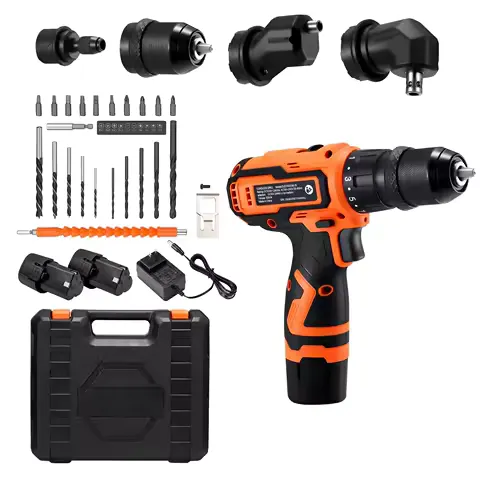 SucceBuy Cordless Drill Driver Metal Chuck Drill Driver Kit with Lithium Batteries and Charger Tool Box for Wood Metal Drilling