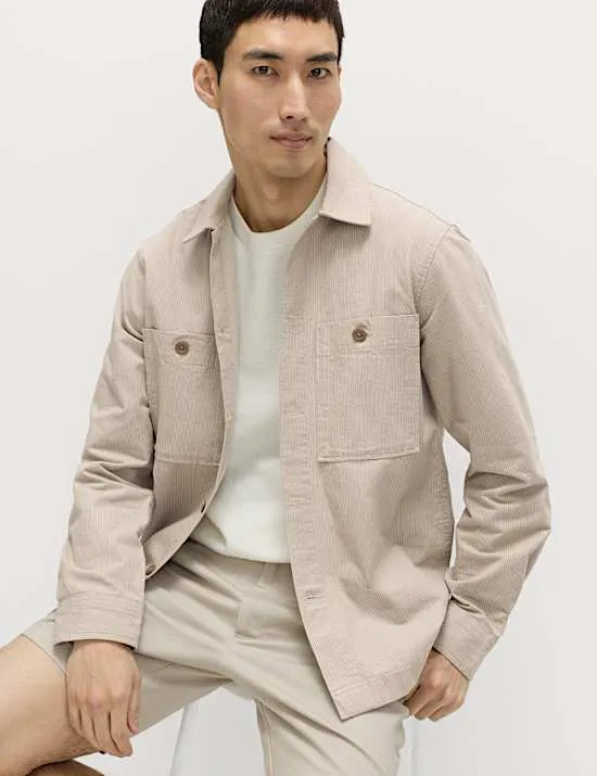 Pure Cotton Striped Overshirt