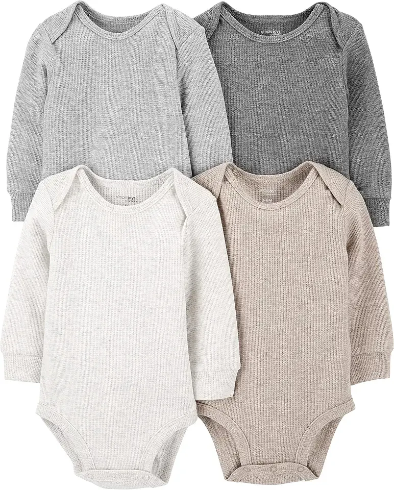 Baby 4-pack Soft Thermal Long Sleeve Bodysuits