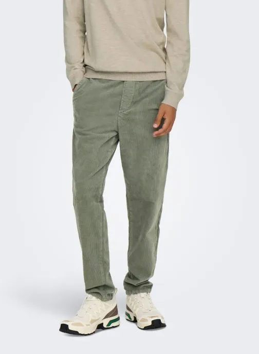Slim-fit broeken ONSLINUS TAP CORDUROY 0185 PANT NOOS heren groen