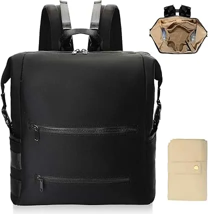 Omanmoli Diaper Bag Backpack,Large Neoprene Baby Bag for Boys Girls with 15 Diaper Bag Organizer,2 Insulated Pockets,Changing Pad,Stroller Straps,Black Omanmoli Diaper Bag Backpack,Large Neoprene B…