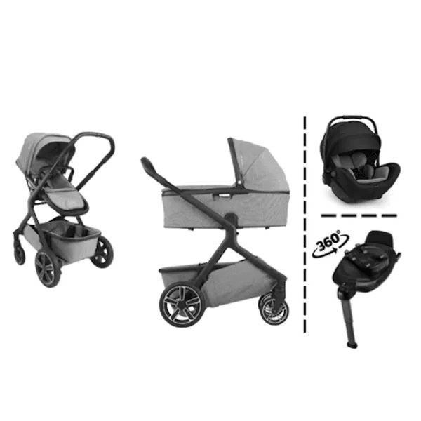 Nuna | Demi Grow Kombivogn og Arra Bilstol pakke | Frost Grey