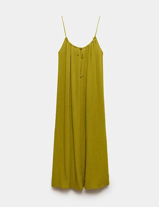 Maxi-Strandkleid mit Trägern und Bindeschleife hinten