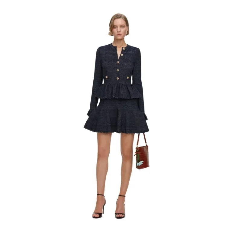 Textured Knit Mini Dress - Marine