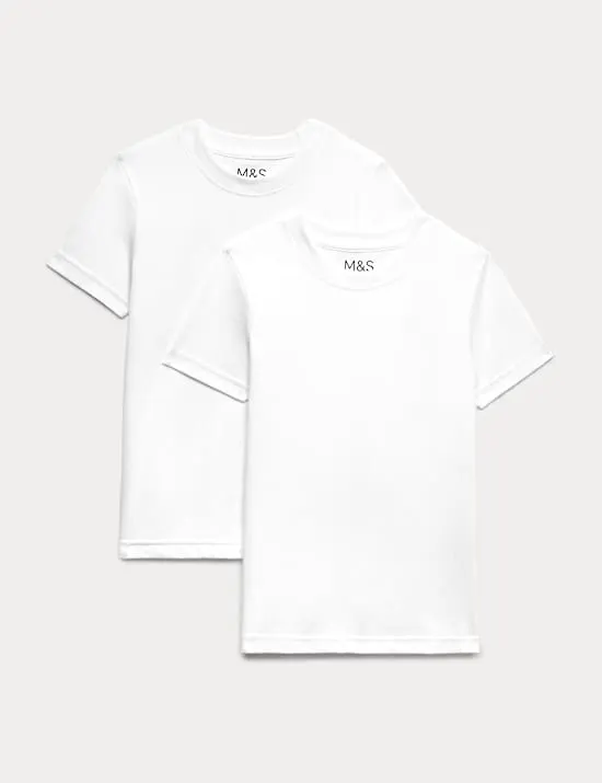 2er-Pack Unisex-T-Shirts aus reiner Baumwolle für die Schule (2–16 Jahre)