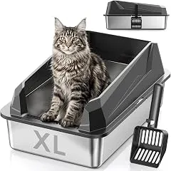 𝟔𝟖% 𝟎𝐟𝐟 JINXUANTANG XL Cat Litter Box: High-Sided Anti-Urine Leakage | Non-Stick Cleans 70% Faster - Large Stainless Steel Litter Box - No Odors, No Leakage, with Scoop & 4 Anti-Slip Pads 𝟔𝟖% 𝟎𝐟𝐟 JINXUANTANG XL C…