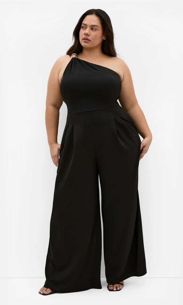 Amber One Shoulder Jumpsuit - black