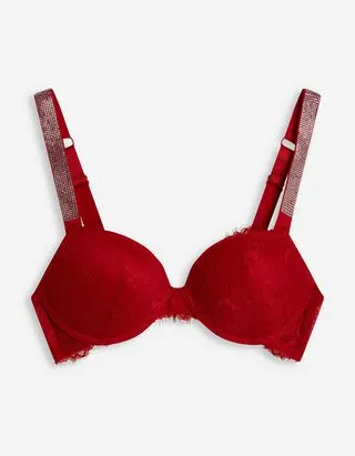 Reggiseno push-up - Pietre decorative - rosso