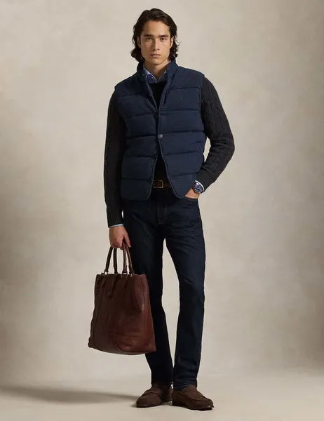 Houndstooth-Print Estate-Rib Vest Blue