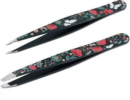 2-Pack Tweezers for Women Facial Hair, Point and Slant T…