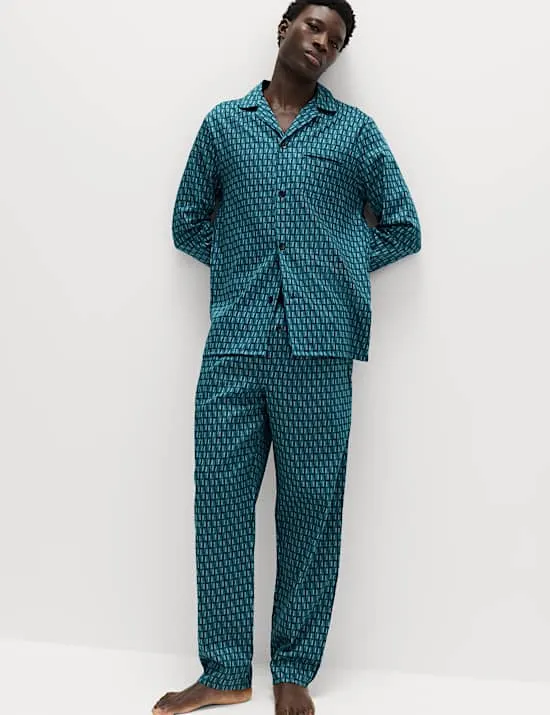 Pure Cotton Geometric Print Pyjama Set
