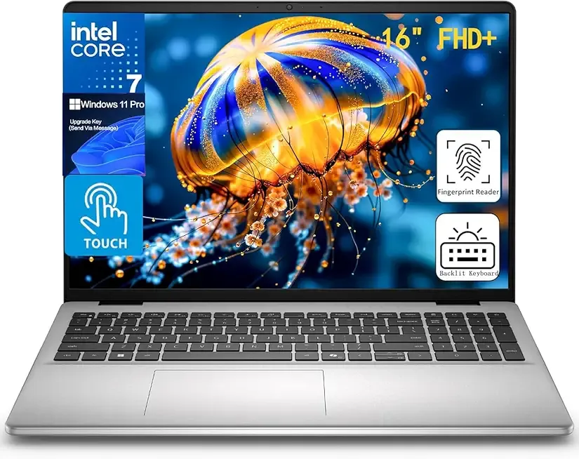 Dell 16 Inch Business Touchscreen Laptop Computer, Core 7 150U(Up to 5.4 GHz), 16" FHD+, 32 GB DDR5 5200 MT/s, 1 TB SSD, Backlit KB, Fingerprint Reader, Copilot AI, WiFi 6E, FHD Webcam, Windows 11 Pro