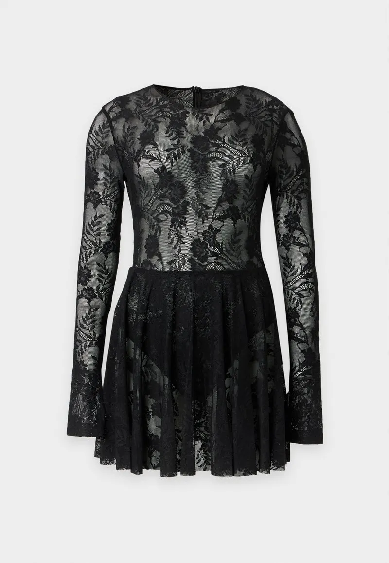 LONG SLEEVE CREW DRESS - Kjole - black