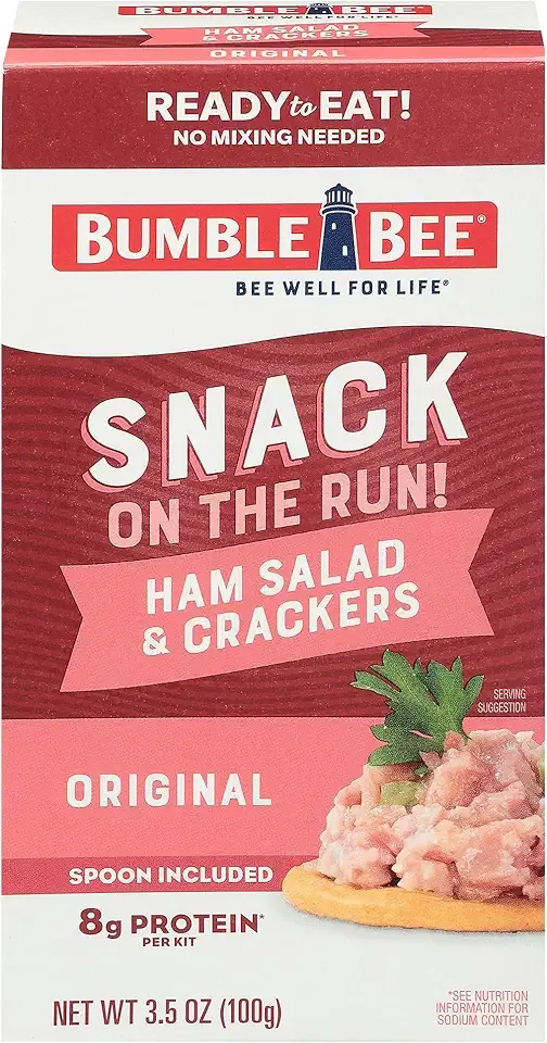 Bumble Bee Snack On The Run Ham Salad with Crackers Kit, 3.5 oz - Ready to Eat, Spoon Included - Shelf Stable & Convenient Protein Snack