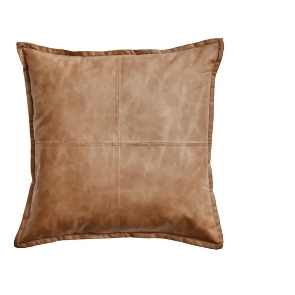Better Homes & Gardens 20" x 20" Beige Vegan Leather Decorative Pillow