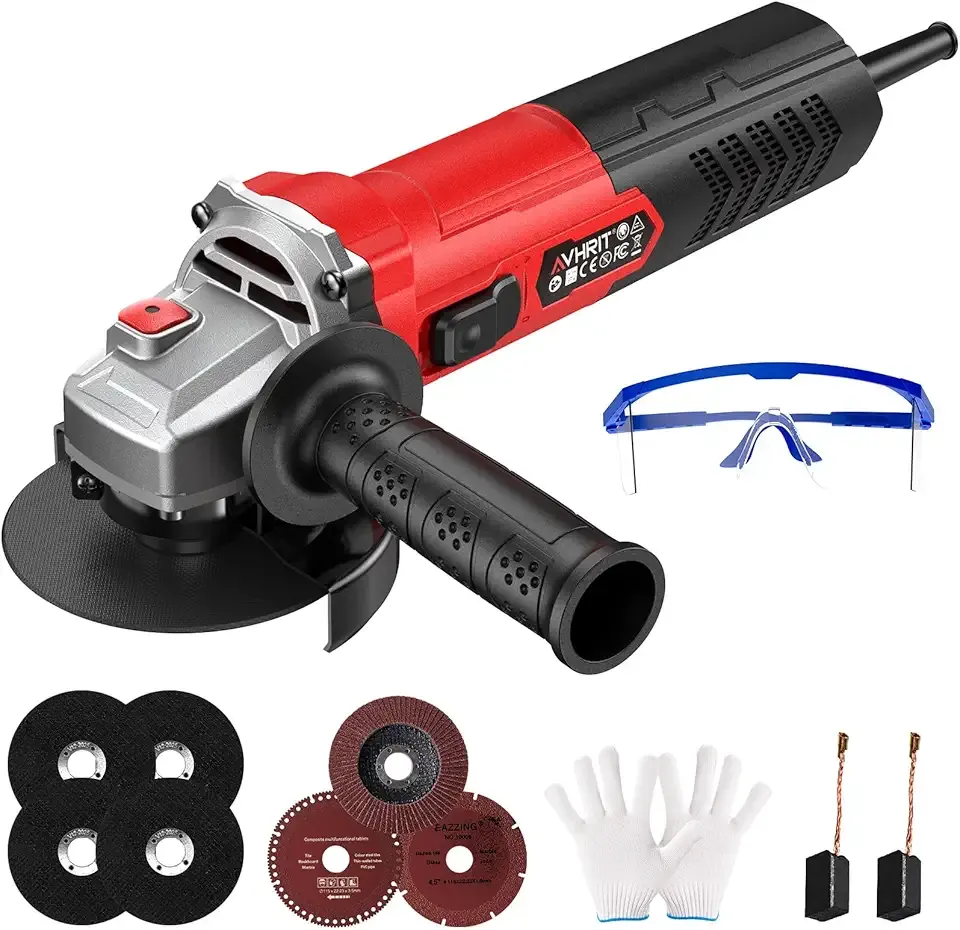 Angle Grinder 10 Amp, 4-1/2 inch Power Angle Grinder Tools with 13000 RPM, 1200W Small Angle Grinder for Cutting, Grinding, Polishing