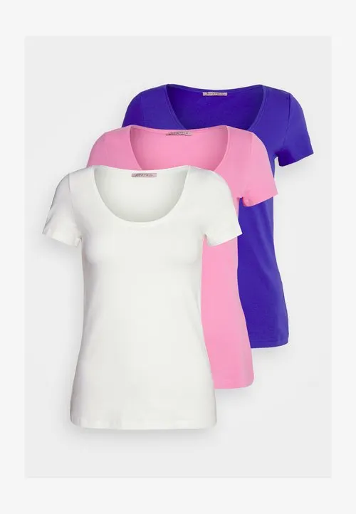 3 PACK - T-shirts - dark blue/pink/off white