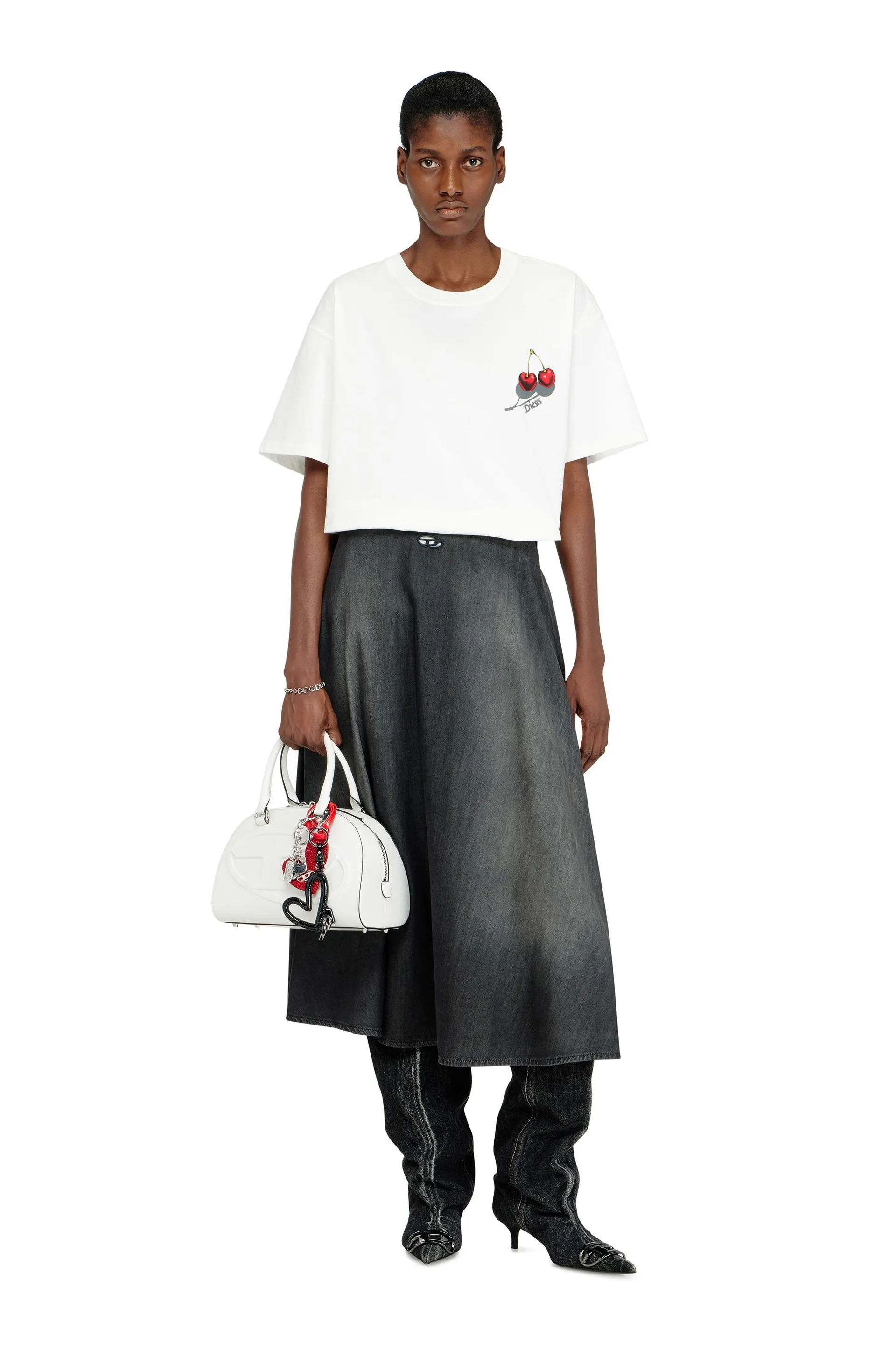 Cotton T-shirt with cherry graphic