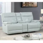 Global Furniture Capri Console Italian Leather Power Reclining Loveseat - Aqua