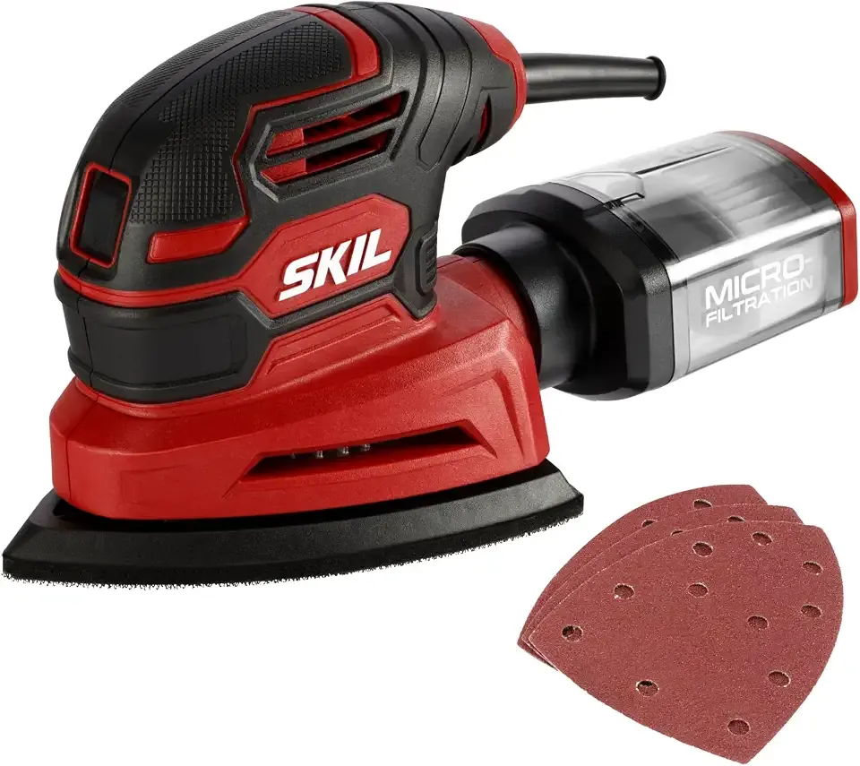 Corded Detail Sander, Includes 3pcs Sanding Paper and Dust Box - SR250801