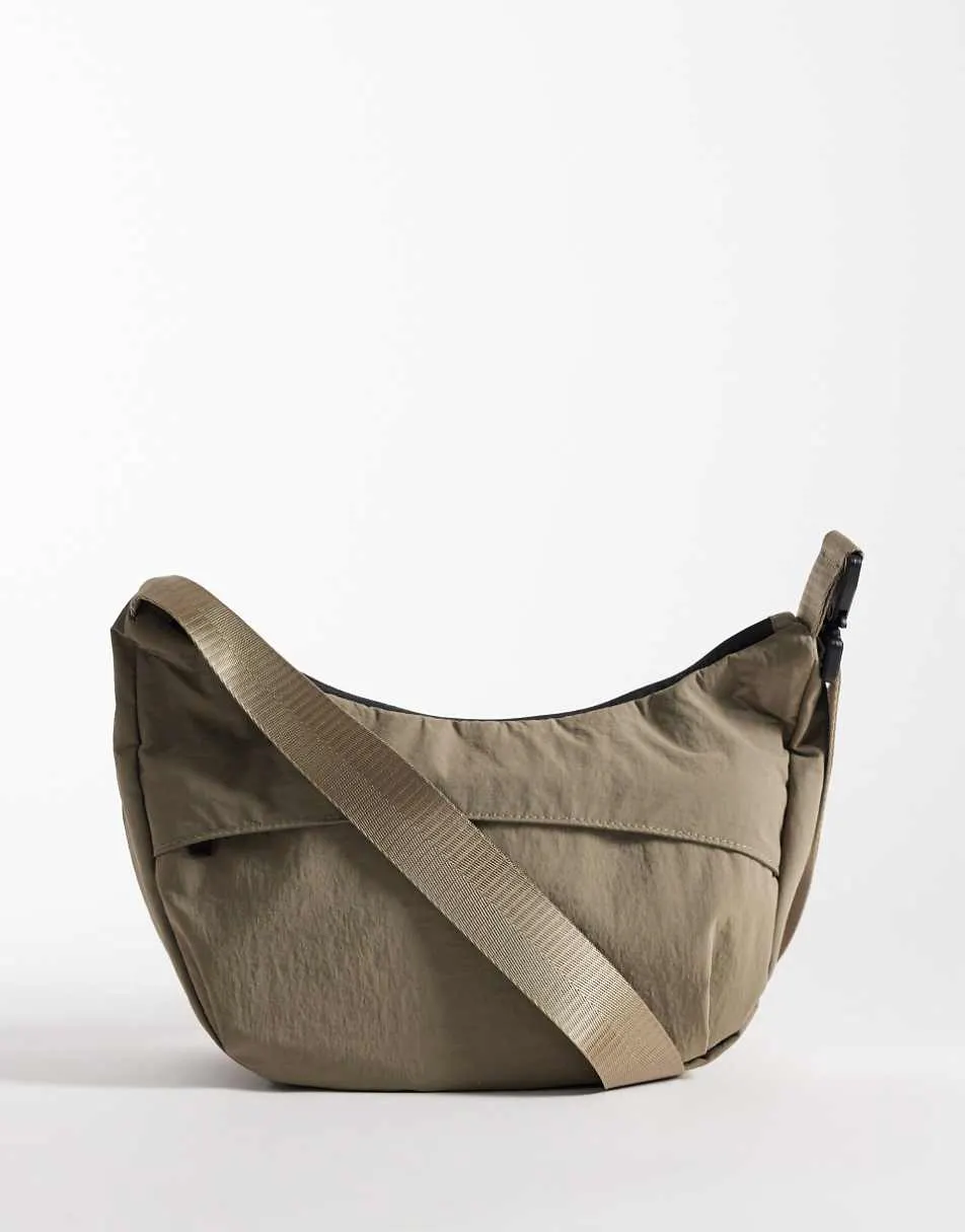 ASOS DESIGN nylon crossbody bag in stone