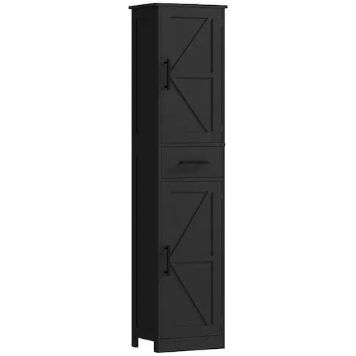 15.7-inch Bathroom Cabinet with Barn Doors in Black
