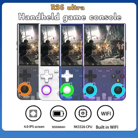 Retro R36 Ultra Handheld Video Game Console 4.0 Inch IPS Screen 128GB Preloaded Games Portable Pocket Player with Linux System