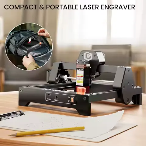 LONGER Ray5 Mini Laser Engraver, 2.5W High-Speed Laser Engraving Machine with WiFi Control and Emergency Stop, 140×130 mm Working Area, Ideal for Wood, Metal, Acrylic, Leather, and DIY Projects