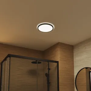 Plafoniera LED Lano Ø 29 cm nero IP44 bianco naturale, 2300 lumen INSPIRE