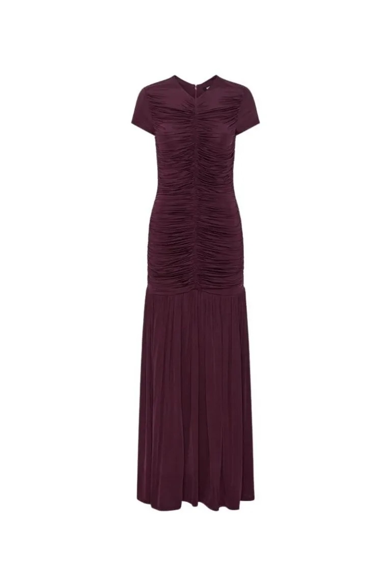 Gathered Maxi Dress - Rød