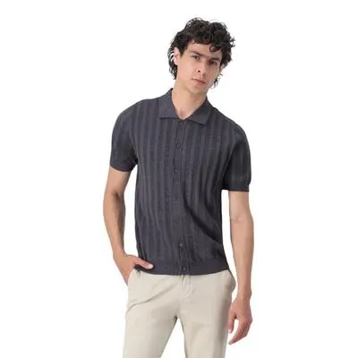 Camisa Hummo Hombre Diseño Tejido Rayas Verticales