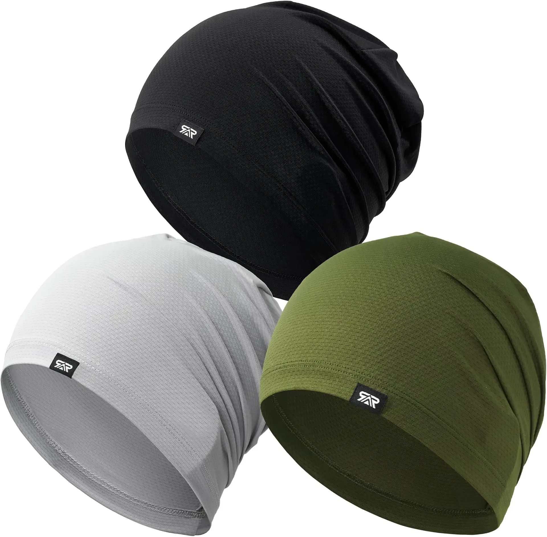 QINGLONGLIN 3Pcs Cooling Skull Cap for Men Women-Lightweight Breathable Beanie Hat, Thin Quick Dry Running Cap for Cycling