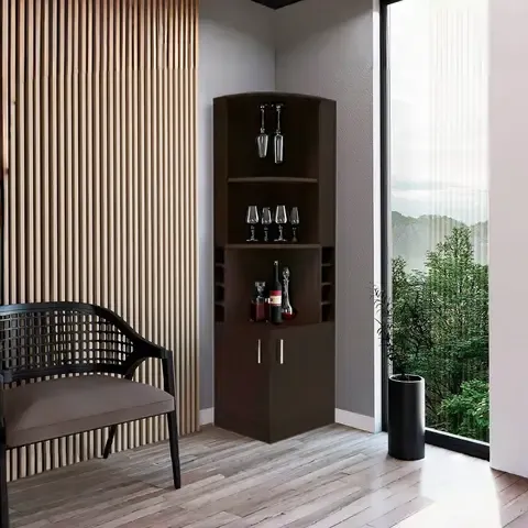 Bar Esquinero Madera 180 cm con 4 Niveles Marrón Rústico