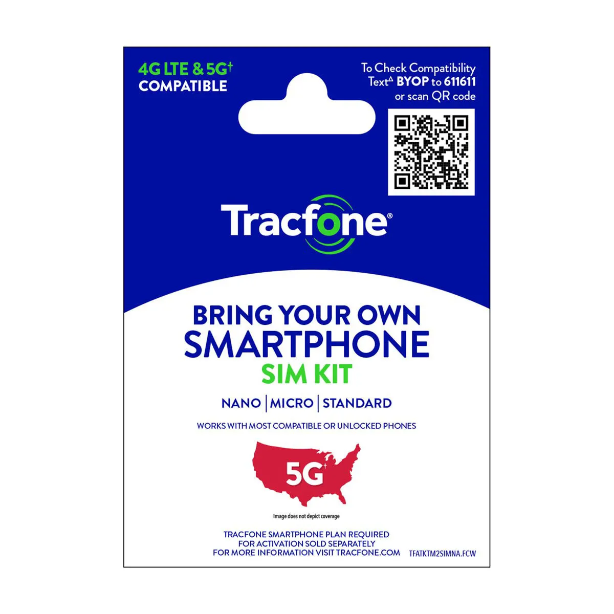 Tracfone Bring Your Own Phone SIM Kit, No Airtime, Prepaid, 1 ct