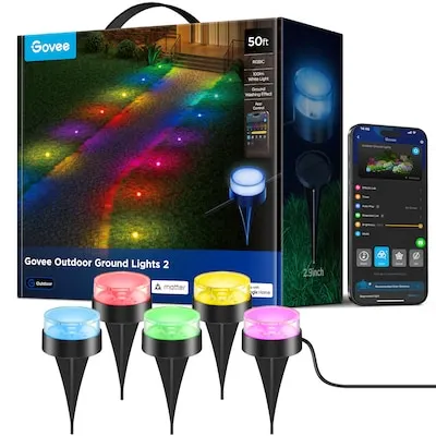 Outdoor Ground Lights 2 1500 -Lumens 36 -Watt Black Low voltage Color Changing Plug-in Smart Compatible LED Flood light