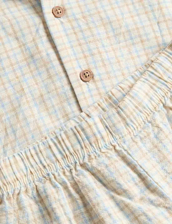 2-teiliges kariertes Outfit aus reiner Baumwolle (0–5 J.)