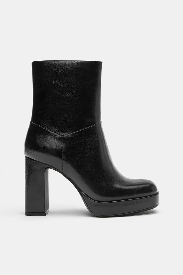Platform high-heel ankle boots
