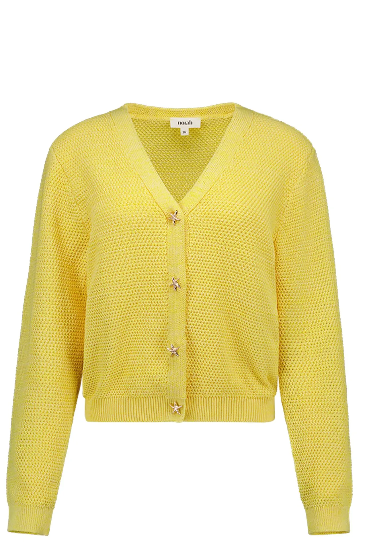 Geel vest met goudkleurige knopen