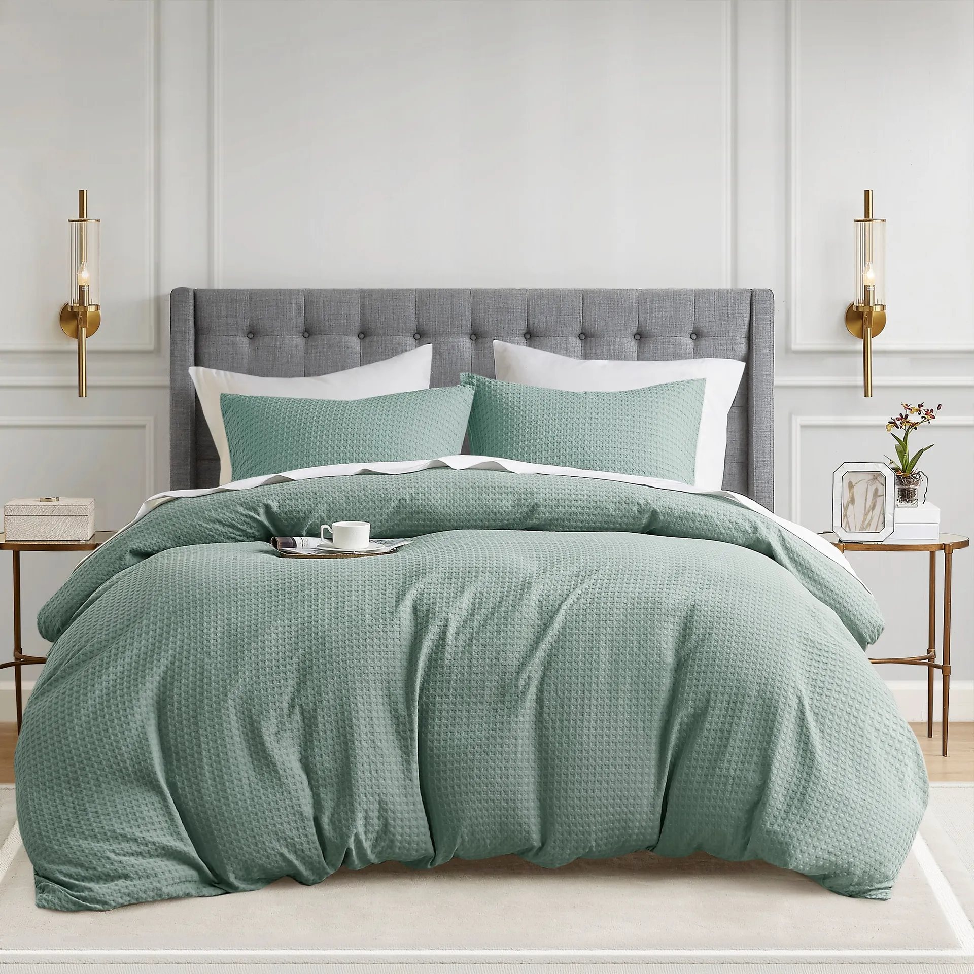 Sage Green Solid King/California king Duvet cover Microfiber