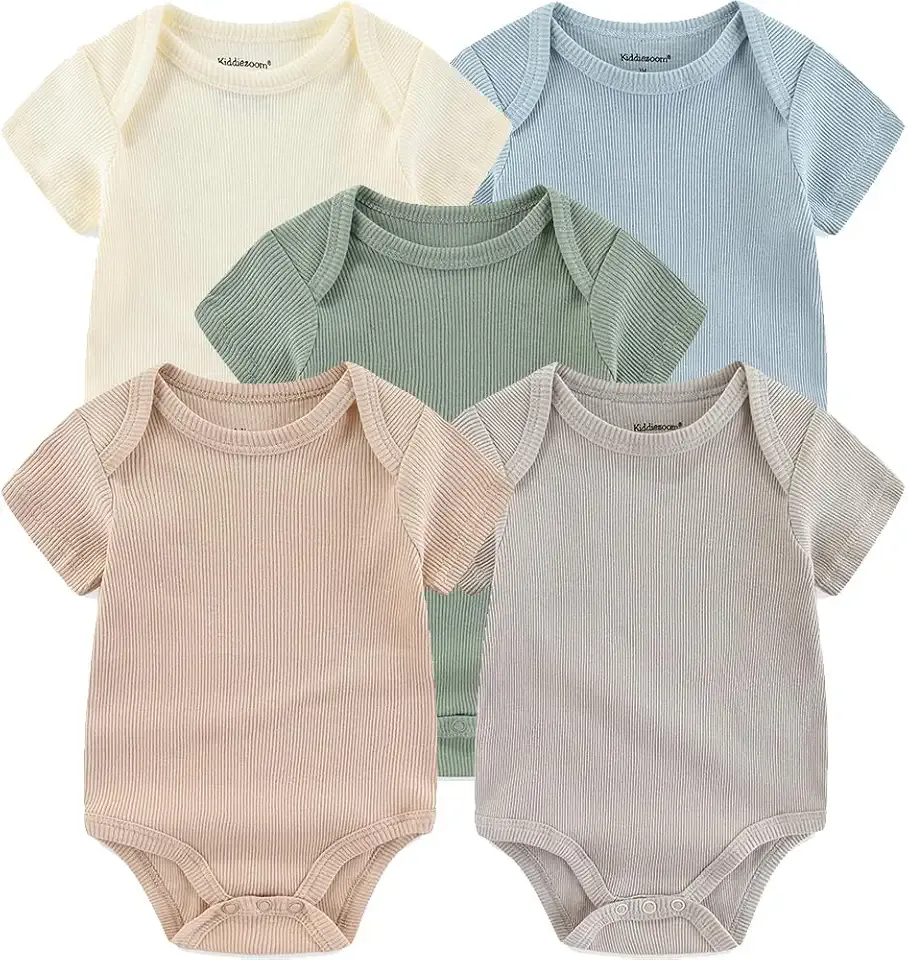 Newborn Baby Unisex Cotton One-Piece Bodysuits Baby Gift 5-Pack Baby Clothes