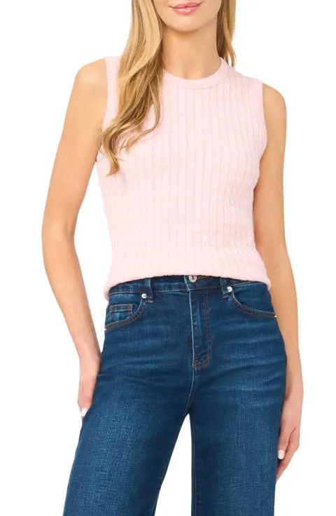 Halogen® Cable Stitch Cotton Sweater Tank