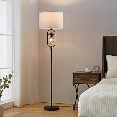 Ahmauri 62.5-in Blackened Bronze Standard Floor Lamp with Fabric Shade