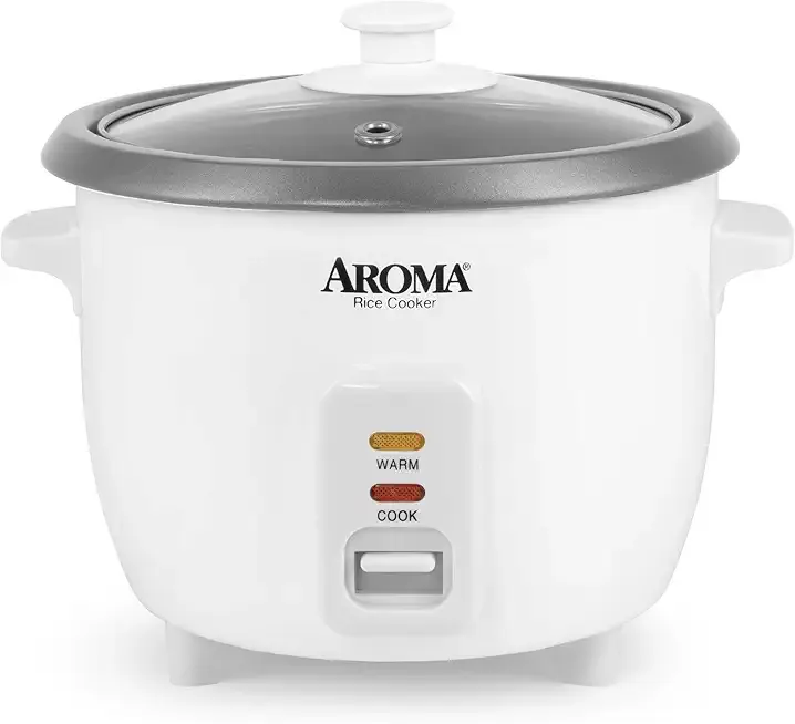 AROMA® Rice Cooker, 3-Cup (Uncooked) / 6-Cup (Cooked), Small Rice Cooker, Oatmeal Cooker, Soup Maker, Auto Keep Warm, 1.5 Qt, White, ARC-363NG