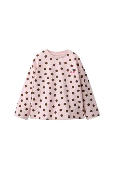 CHERRY EMBROIDERED POLKA DOT T-SHIRT