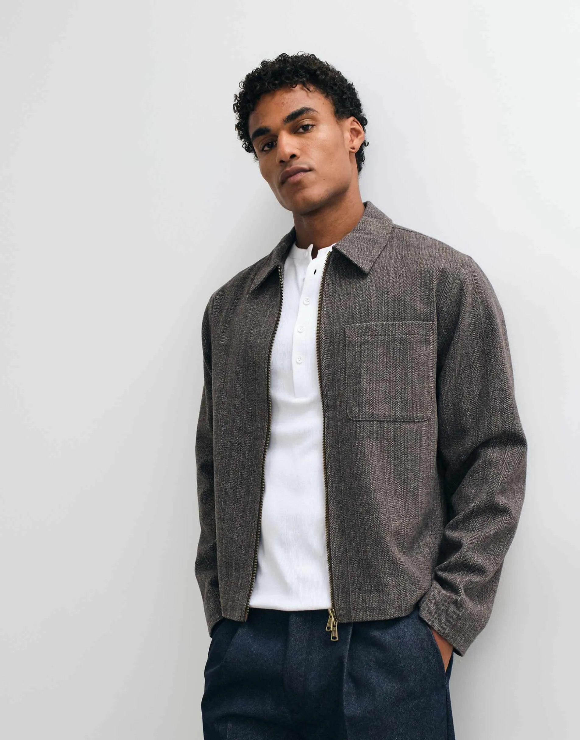 Jack & Jones double zip short jacket in brown