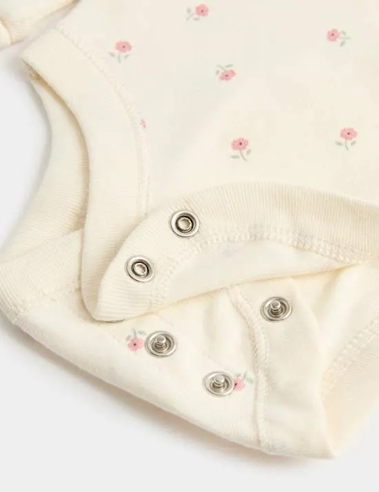 3er-Pack Langarm-Bodys mit Blumenmuster (0–3 Jahre)