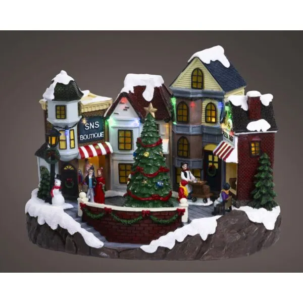 LED verlicht kersthuisje polyresin binnen handgemaakt feestelijk huisdecoratie