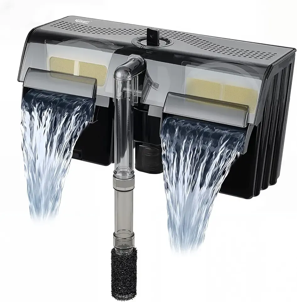 hygger Hang On Back Aquarium Filter 10W 264GPH for 30-70 Gallon Quiet Fish Tank Filter Multi-Stage Filtration Adjustable Waterfall HOB Filter with 8 Cartridges & Extension Pipe, Fresh & Saltwater